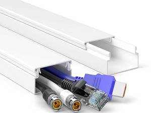 lot 21038 image: Delamu Cord Hider, 34in Cord Cover, Large Cable Hider, Wire Covers for Cords Cable Raceway, Wire Hider Cable Cover for Wall Mounted TV, Paintable Cord Cable Concealer, 2X L17 W1.18 H0.6in
