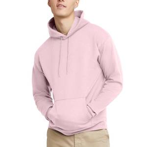 lot 21050 image: Hanes Mens Pullover EcoSmartDAMAGED Hooded Sweatshirt, pale pink, Medium