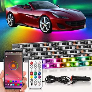 lot 21061 image: 6PCS RGBIC Dreamcolor Car Underglow Light Kit, 256 Chasing Modes Underglow Kit for Car, Truck, with APP&RF Remote Control,Smart Under Car Led Lights Exterior,Bright Underglow Lights Waterproof DC 12V
