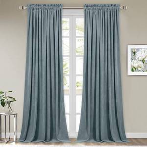 lot 21066 image: StangH Blue Velvet Curtains 108 inches Length Super Soft Kids Room Window Curtains Skin Friendly Light Dimming Drapes for Room DividerDining Room, Stone Blue, W52 x L108, 2 Panels