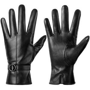 lot 21652 image: Womens Winter Leather Gloves Touchscreen Texting Warm Driving Lambskin Gloves (Black, XXL)