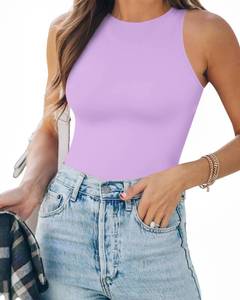 lot 21654 image: MANGOPOP Tank Top Body Suits Women Sexy Crew Neck Racerback Halter Ribbed Sleeveless Bodysuit for Women