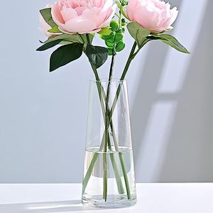 lot 21669 image: WellSign Clear Glass Vases for Flowers Decor, 8 Inch Modern Ins Boho Handmade Vases for Centerpiece Table Home Indoor Decor, Ins Boho Style Vase for Wedding Housewarming and Thanksgiving Day Gift
