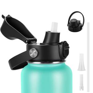 lot 21671 image: EIPOSAU Auto Flip Lid with Removable Straw, Replacement Lid with Dust Cover, Fits Most Wide Mouth Sports Water Bottle