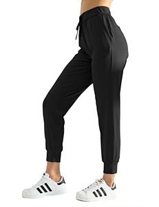 lot 21673 image: AJISAI Women�s Joggers Pants Drawstring Running Sweatpants with Pockets Lounge Wear Black M