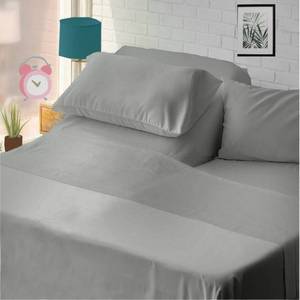 lot 21675 image: Flex Top King Sheets for Sleep Number Bed,100% Egyptian Cotton- 400 TC Split (4 Pcs) Head 34 Top Split Sheets to fit Upto 16 Deep Mattress (Light Grey)