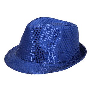 lot 21680 image: Aniler Unisex Solid Color Sequins Fedora Hat (Blue)