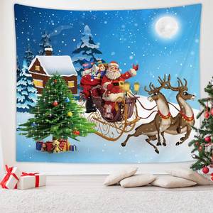 lot 21681 image: RosieLily Christmas Tapestry Wall Hanging, Winter Tapestry Deer Tapestry Snow Tapestry Santa Claus Xmas Holiday Wall Tapestry for Bedroom Living Room Dorm Wall Decor, Chirstmas Gift, 59 x 79 Inches