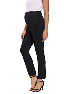 lot 21688 image: Foucome Womens Maternity Work Pants Over The Belly Bootcut Dress Pants Stretch Pregnancy Slacks (Black, 2XL)
