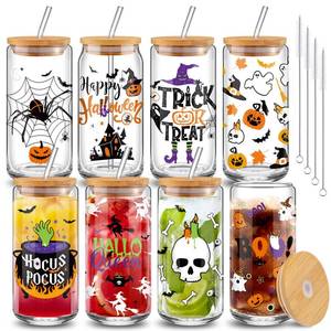 lot 21694 image: Umigy 8 Pcs 16oz Ice Coffee Cup with Bamboo Lids and Glass Straw Valentines Day Gift for Her Heart Bar Tumbler Cup Accessories for Anniversary Dinner Home Party Supplies (Heart)
