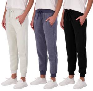 lot 21696 image: 3 Pack Women�s Fleece Jogger Running Bottoms Comfortable French Terry Running Sports Soft Yoga Outdoors Lounge Active Essentials Ladies Warm Sweat Pants Casual Athletic Camo Pockets - Set 2, S