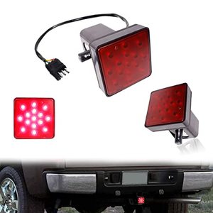 lot 21708 image: Adiil 2Size 15-LED Brake Light Trailer Hitch Cover Fit Towing & HaulingRed Lens Tow Hitch Driving & Brake Lamp