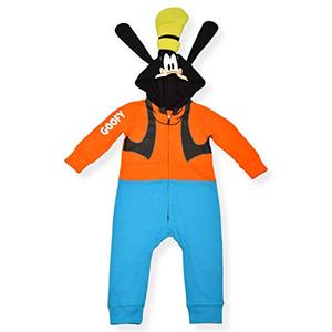 lot 21715 image: Disney Mickey Mouse Donald Duck or Goofy Boys Coverall Onesie Costume for Newborn, Toddler and Infant � BlueOrangeRedBlack