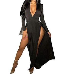 lot 21719 image: Womens 2024 Off Shoulder Side Split Slim Evening Maxi Party Dress Black-2 M
