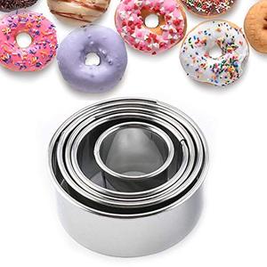 lot 21725 image: 5 Pcs Stainless Steel Cookie Biscuit Cutters - Dumpling Donut Doughnut Pastry Cutters  Round Cake Cookie Scone Cutters Molds for Cooking Baking by ZDHSOY
