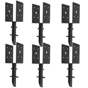 lot 21734 image: Nrspp 4x4 Concrete Post Anchor 6 Pcs (Inner Dia 3.5x3.5)U Shape Fence Post Holder Ground Spike Metal Black Powder Coated Post Base