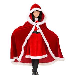 lot 21748 image: Udyr Child Christmas Cloak Deluxe Velvet Mrs Santa Claus Robe Hooded Cloak, Cappa Cape Coat Long Xmas Cos-play Costume for 6 years(Red Kids)