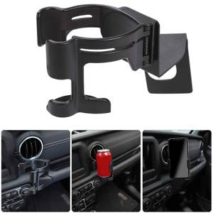 lot 21753 image: Savadicar JL & JT Multi-Function Drink Cup Phone Holder, 2 in 1 Bolt-on Stand Bracket Organizer, Cellphone Mount for 2018-2023 Jeep Wrangler JL JLU & Gladiator JT, Interior Accessories, Black