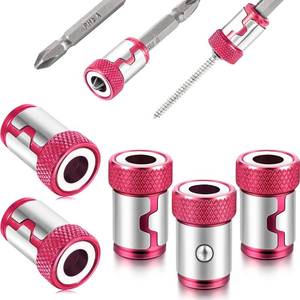 lot 21758 image: 5 Pieces Magnetic Screw Ring Bit Magnetizer Ring Metal Magnetizer Screw, Removable for 14 Inch 6.35 mm Hex Screwdriver and Power Bits (Red)