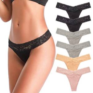 lot 21763 image: ANNYISON Womens Thongs, T Back Low Waist See Through Panties Cotton Seamless Lace Thongs for Women