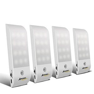 lot 20554 image: AMANKA Motion Sensor Light, Indoor Rechargeable Motion Sensor Night Lights, Magnetic LED Cabinet Light Closet Lights Stair Lights, Wall Light for Hallway, Bedroom, Kitchen (White - Pack of 4)