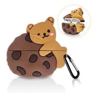 lot 20555 image: Cookie Bear Airpods Pro Case, 3D Cute Cartoon Character Protective Soft Silicone Air Pods Pro Cover with Keychain, Apple Airpods Pro Kawaii Animal Food Skin Accessories Gift for Girls Boys Kids Teens