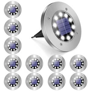 lot 20560 image: Solar Ground Lights Christmas - 12 Pack 10 LED Solar Lights Outdoor Garden Waterproof Sidewalk Disk In-Ground Landscape Lighting for Lawn Patio Yard Pathway Steps Deck Walkway Light (White 12 Packs)