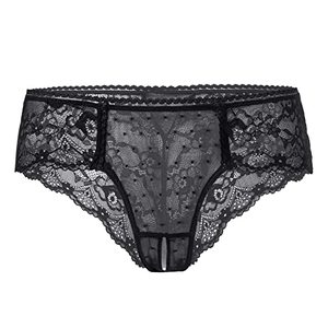 lot 20567 image: PERAMBRY Womens Lace Stretch Sexy Thong Bikini Panties Bow Tie Breathable Fashionable (Black-1075, X-Large)