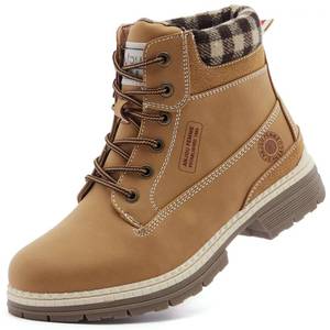 lot 20569 image: ANJOUFEMME Work Hiking Boots for Women Waterproof - Womens Outdoor Ankle Boots Lightweight Snow Winter Boots for Trekking Walking FNW19-YELLOW-G-8.5