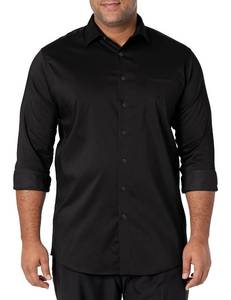 lot 20570 image: Van Heusen Mens Fit Dress Shirt Ultra Wrinkle Free Flex Collar Stretch (Big and Tall), Black, 20 Neck 35-36 Sleeve