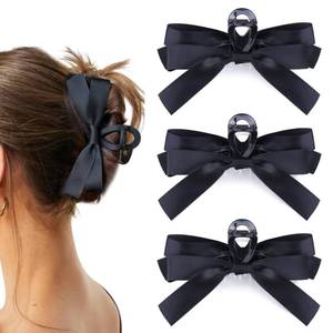 lot 20572 image: Vodolo Black Bow Hair Claw Clip for Women Girls,3PCS Nonslip Big Bows Hair Claws Barrette for Thick Thin Hair,Large Hair Accessories Christmas Birthday Valentine Gifts