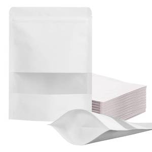lot 20577 image: 100 Pcs Resealable bags,5.9 x 8.6 Stand Up White Kraft Paper Bags with Matte Window, Zip Lock Food Storage Bags for Packaging Products, Reusable, Sealable
