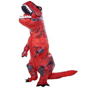 lot 20592 image: Lulu Home Halloween Dinosaur Costume, 7ft Tall T-Rex Inflatable Costume for Adult, Red