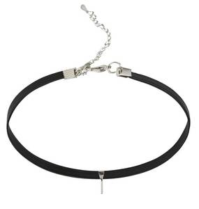 lot 20608 image: Txibikn Simple Black Short Punk Style PU Leather Choker Cuboid Pendant Necklace with Chain for Women Wedding Birthday Party Club Jewelry Gift