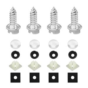 lot 20610 image: Ziciner 4PCS Rustproof License Plate Screw Kit, Anti-Theft Stainless Steel Car Bolts Fasteners Kit, Self Tapping Mounting Bolts for Securing Front and Back License Plate Frame, Cover (Silver)