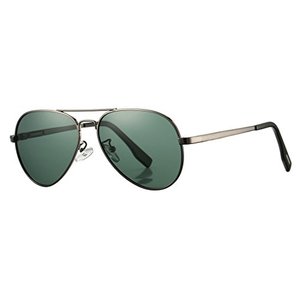 lot 20613 image: COASION Polarized Aviator Sunglasses for Juniors Small Face Women Men Vintage UV400 Protection Shades(Gunmetal FrameG15 Green Lens,52mm)