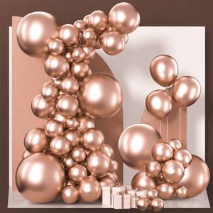 lot 20616 image: PartyWoo Metallic Rose Gold Balloons, 140 pcs Rose Gold Metallic Balloons Different Sizes Pack of 18 Inch 12 Inch 10 Inch 5 Inch Rose Gold Balloons for Balloon Arch, Party Decorations, Rose Gold-G107