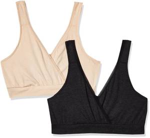 lot 20622 image: Playtex Womens Nursing Pullover Sleep Bra 2-Pack US02PK, Soft TaupeBlack, M
