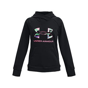 lot 20633 image: Under Armour Girls Rival Fleece Big Logo Hoodie, (001) Black   Pink Punk, Youth X-Large