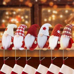 lot 20643 image: Christmas Stocking Holders for Mantle Set of 6, Gnome Stocking Holders for Mantle, Christmas Stocking Hangers for Mantel Set of 6, Stocking Hooks for Mantle Stocking Hangers Fireplace Stocking Hangers