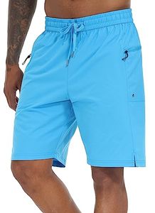 lot 20644 image: Tyhengta Mens Swim Trunks Quick Dry Board Shorts with Zipper Pockets and Mesh Lining Bathing Suits Blue 34