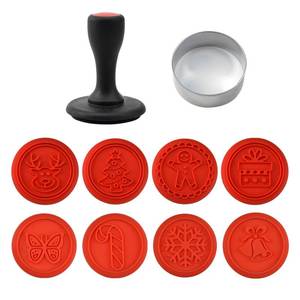 lot 20647 image: 10 Pieces Christmas Cookie Stamps Set, Embossing Christmas Cookie Stamps Christmas Shapes 3D, Metal Cookie Cookie Cutters for Kids Fondant Cookie Baking. Decorating CakeSugar PasteCupcake (RED)