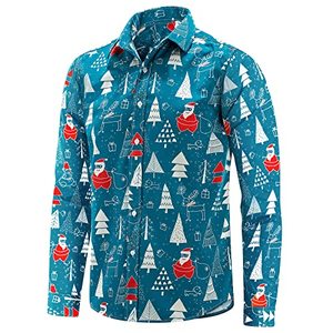 lot 20661 image: J&DHUASHA Christmas Hawaiian Shirt for Men Long Sleeve Button Down Santa Vacation Dress Shirts (Christmas C1015, 3XL)