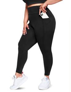 lot 20678 image: Happy.angel Plus Size Leggings with Pockets for Women, High Waisted Black Yoga Workout Leggings 3X 4X Black 3X-Large
