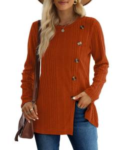 lot 20681 image: Long Sleeve Shirts for Women Winter Sweaters Casual Tops Fall Clothes Caramel M