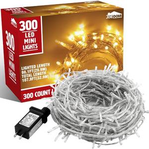 lot 20683 image: Joiedomi 98.5FT 300 LED Christmas Lights, 8 Modes Warm White Christmas String Lights Single Stranded, Christmas Tree Lights for Indoor or Outdoor Christmas Decorations
