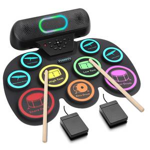 lot 20688 image: Electronic Drum Set - YUOIOYU Electric Drum Set Roll Up Potable Drum Kit MIDI Practice Drum Pad with Dual Built-in Speaker, Drum Sticks and Pedals,Christmas Birthday Gift for Kids Adult
