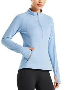 lot 20700 image: Willit Womens Fleece Running Jacket Pullover Thermal Equestrian Shirt Golf Shirt Long Sleeve Half Zip Exercise Winter Gear Blue S