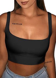 lot 20711 image: GOBLES Womens Sexy Summer Basic Solid Sleeveless Stretch Crop Tank Top Black XL