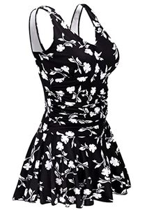 lot 20713 image: AONTUS Dress Sailor Swimsuits for Older Women Wardrobe One Piece SwimPlus Size Bathing Suits for Women Built in Bra XL